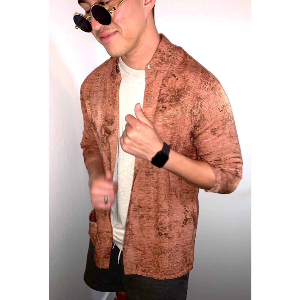 SOLD!!Copper Colored Chico’s Button up top - Picture 1 of 3